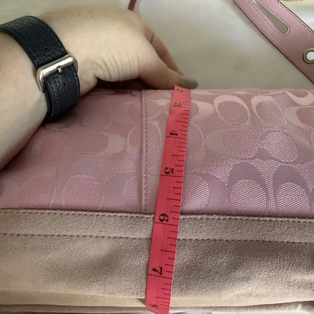 Vintage COACH Signature East West Hobo Shoulder Bag Purse Pink Canvas Y2K